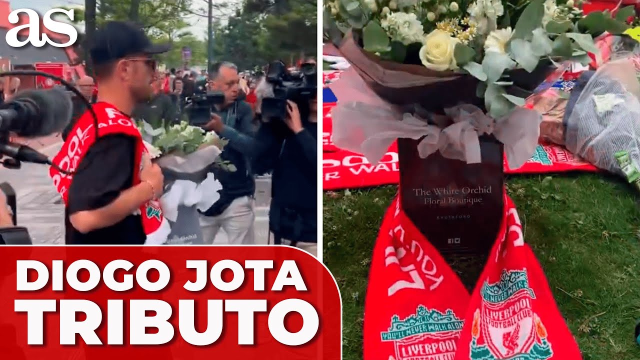 JORDAN HENDERSON y cientos de aficionados del LIVERPOOL homenajean a DIOGO JOTA en ANFIELD