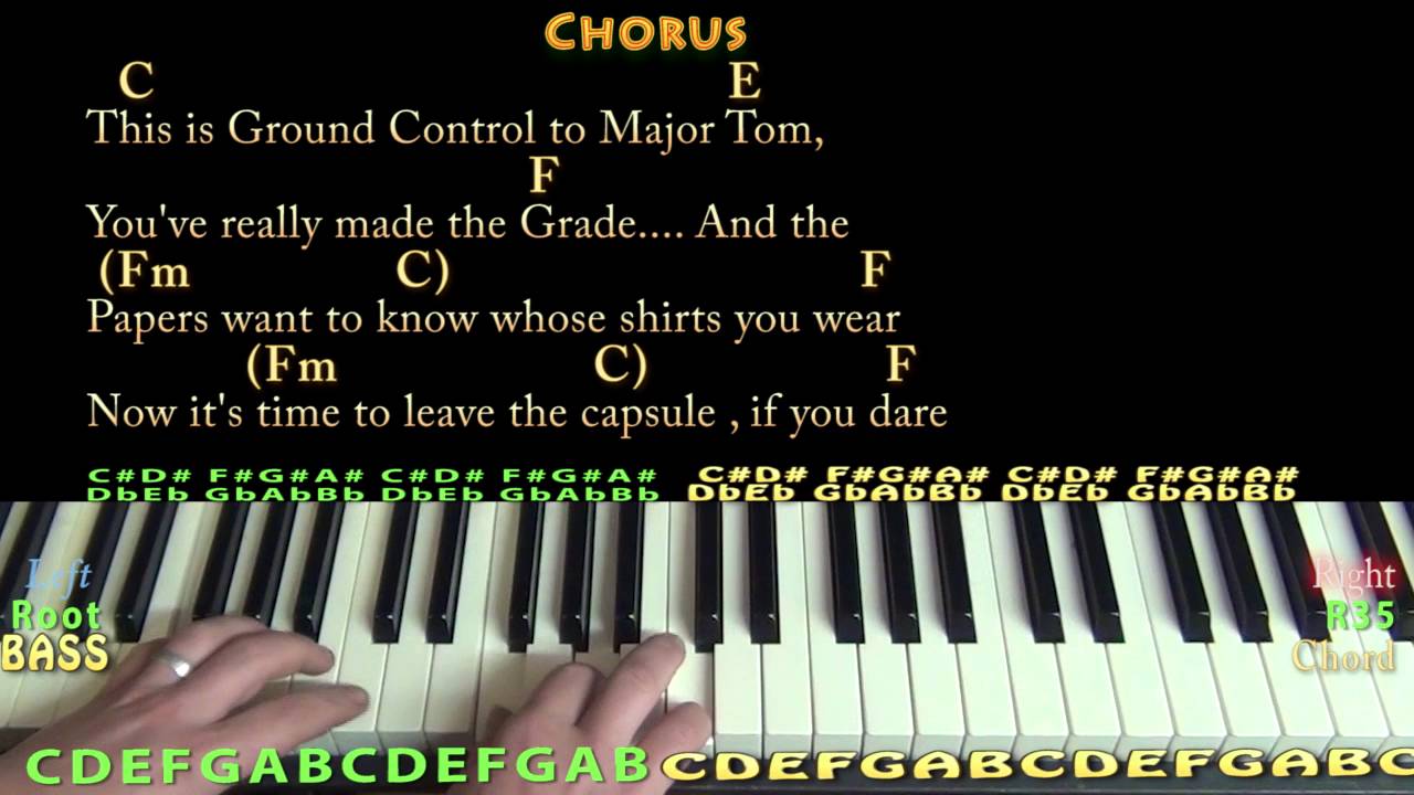 Space Oddity (David Bowie) Piano Cover Lesson with Chords/Lyrics