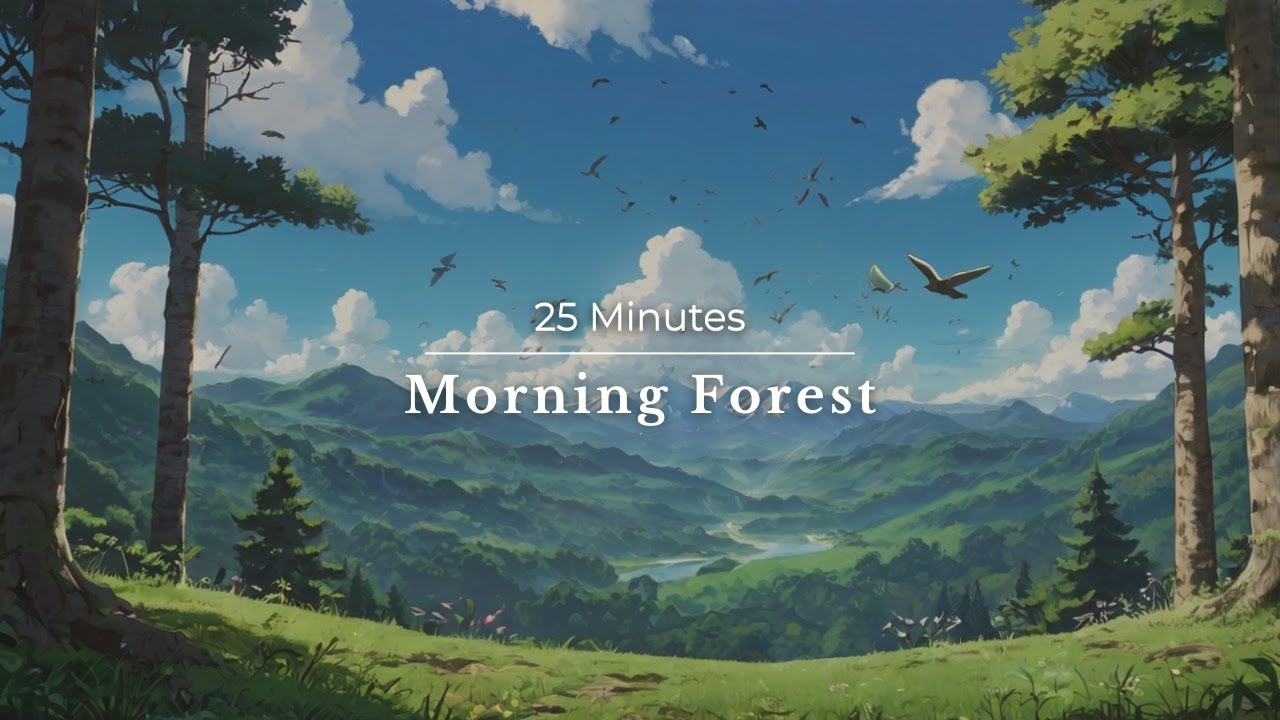 25 Minute Morning Forest Birds 🌳 | Focus Pomodoro, Study, Meditation, Relaxation | White Noise ASMR