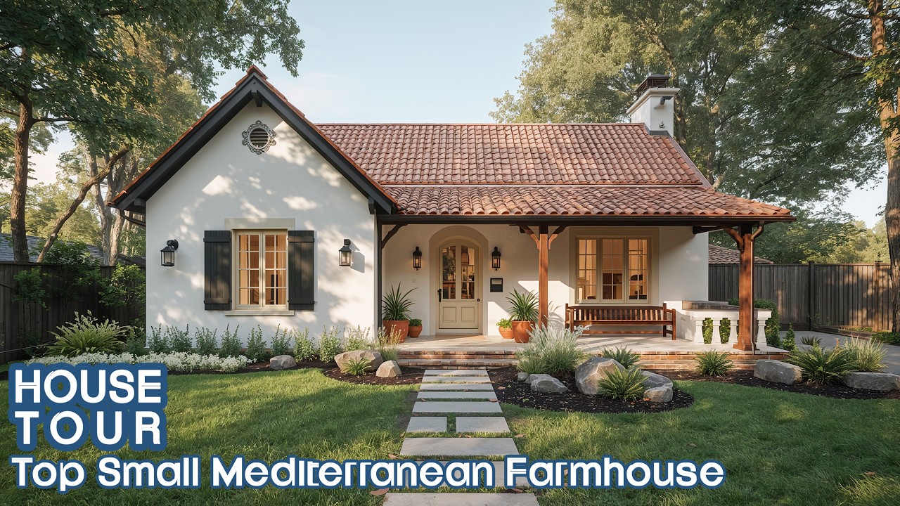 Top Small Mediterranean Farmhouse | A Sunlit Courtyard Home with Warm Rustic Interiors
