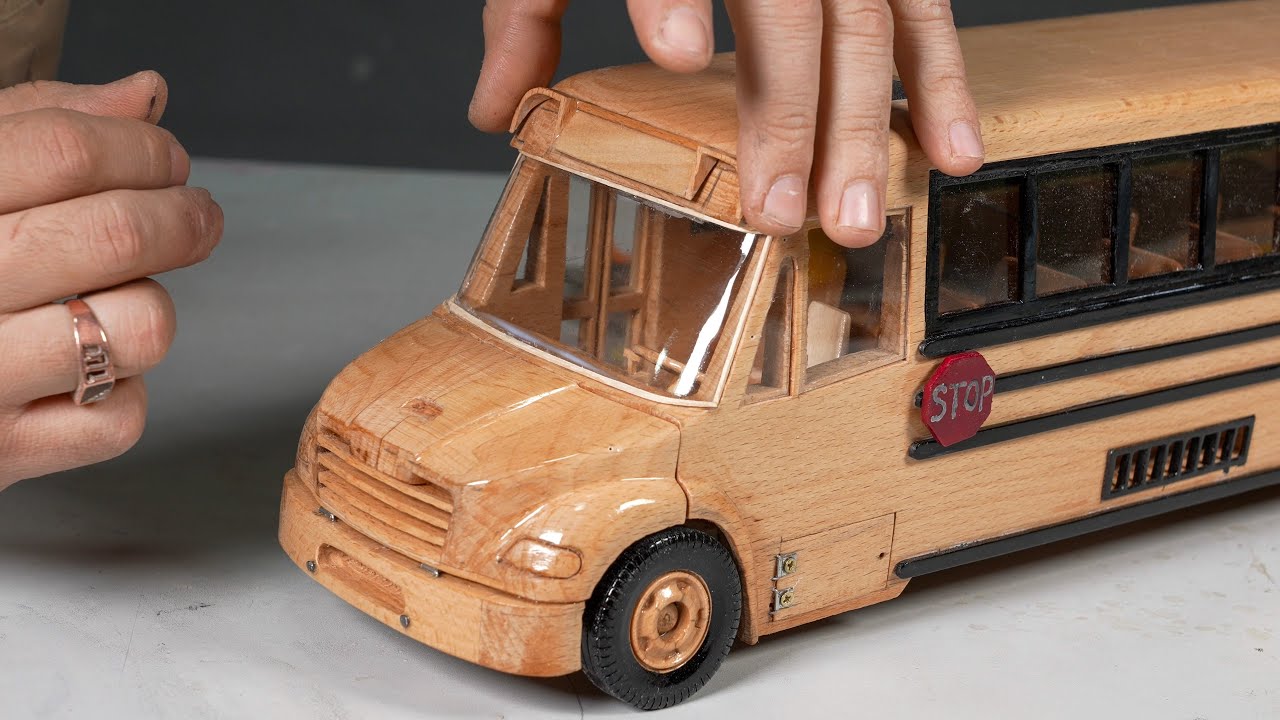 School Bus out of wood - Wooden Cars