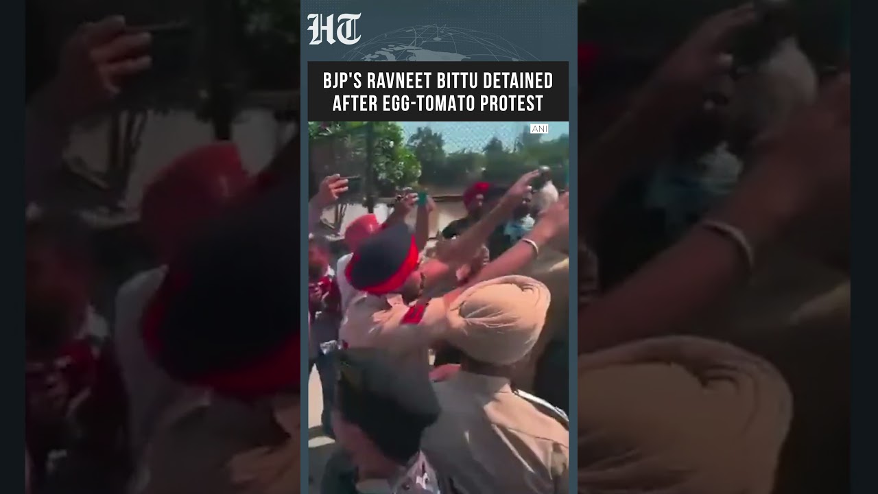 Bittu Vs Mann: BJP Leader&rsquo;s &lsquo;Return Gift&rsquo; Protest Over Egg Attack Ends With Police Detention#shorts