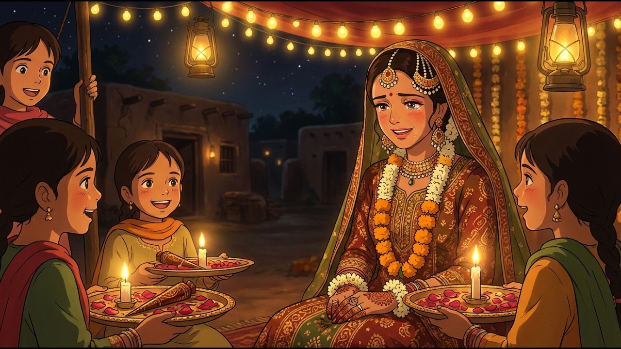 90s Village Wedding 💛 | Mehndi, Dhol & Dastarkhwan | Ghibli Style Nostalgic Animation (ASMR)