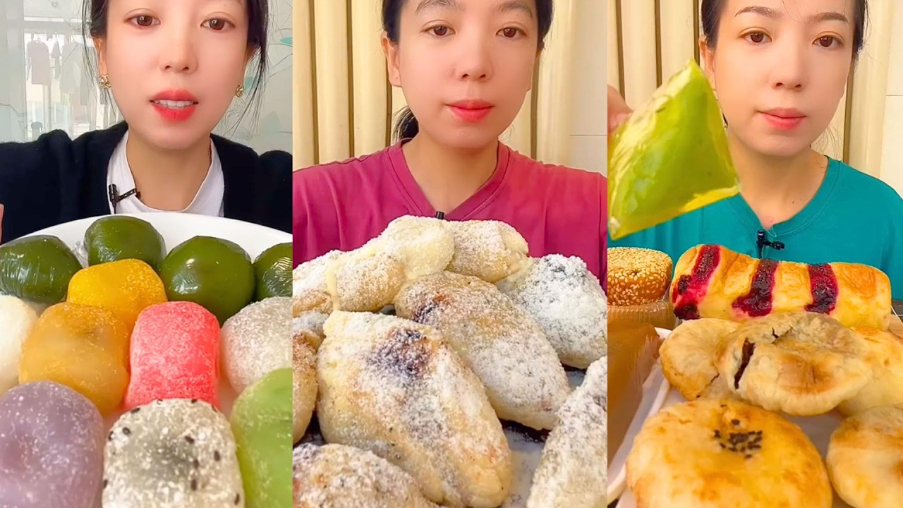Colorful Mochi and Sweet Buns with Jam and Powdered Treats