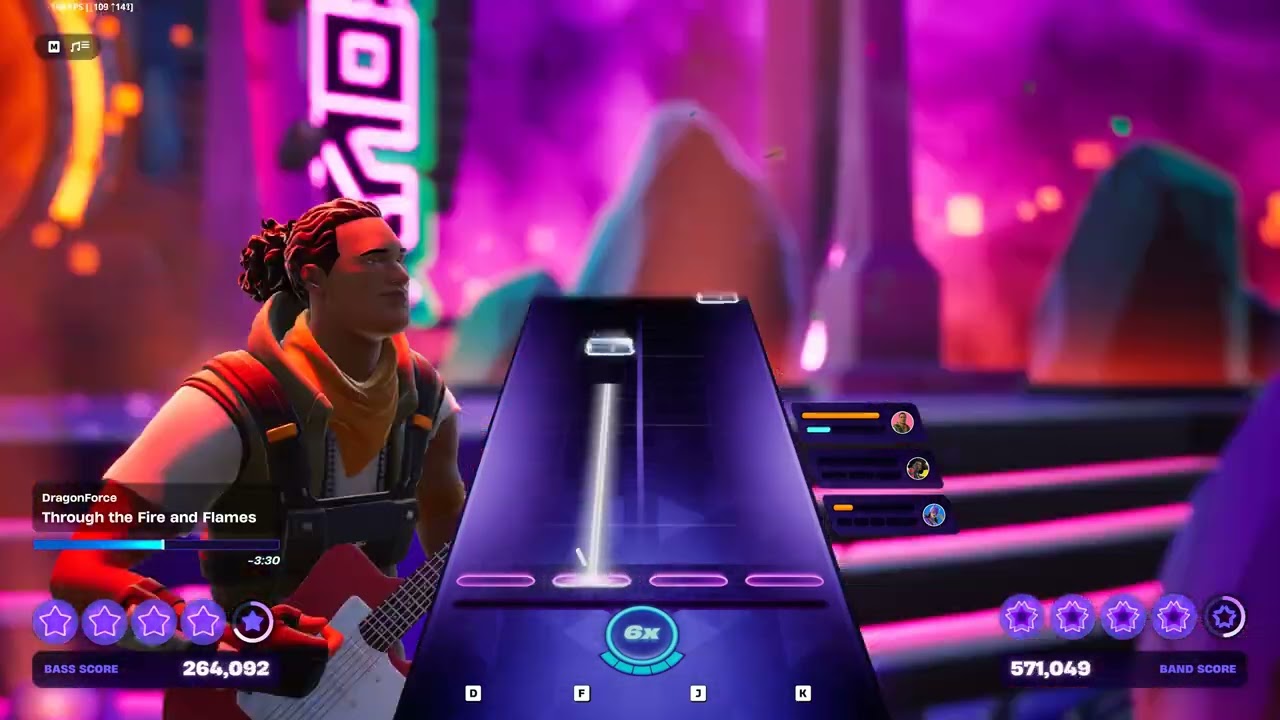 Fortnite festival, Through the fire and flames by Dragonforce, Bass - hard