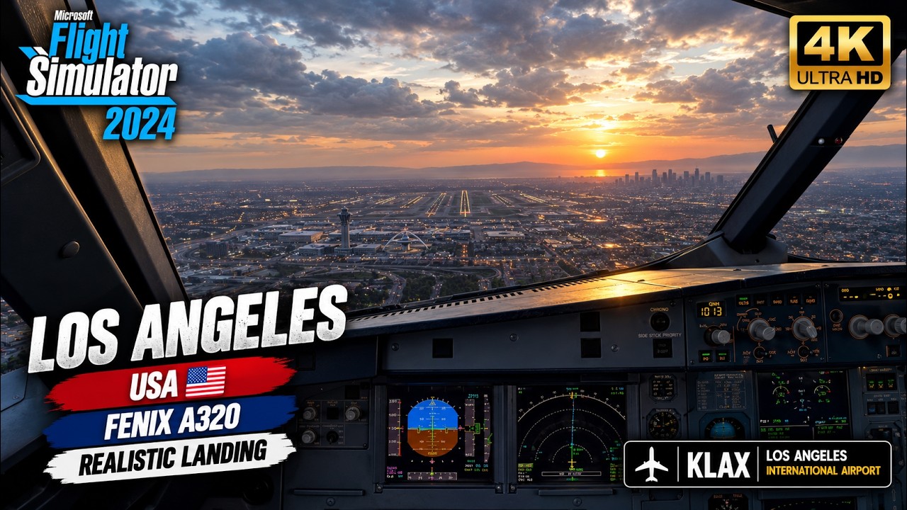 🔥 Next-Level Realism: Los Angeles Golden Hour Landing 🇺🇸✈️ | MSFS 2024
