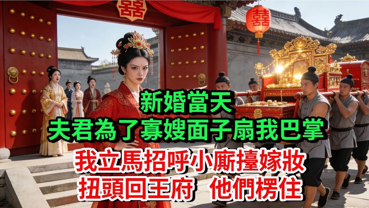 新婚當天，夫君為了寡嫂面子扇我巴掌，我立馬招呼小廝抬嫁粧，扭頭回王府，他們楞住。#古言#故事#完結文
