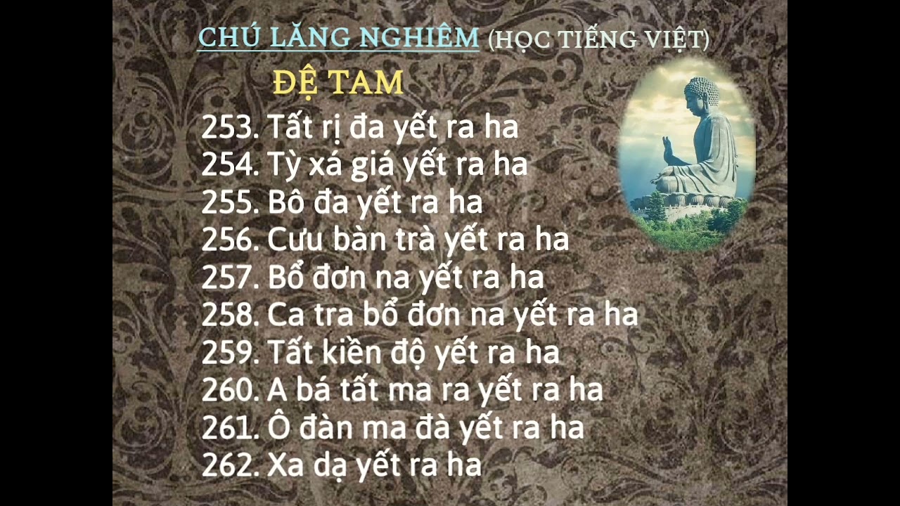 Đọc chậm Chú Lăng Nghiêm để học thuộc (có DS phát từng Đệ trong mô tả chi tiết)