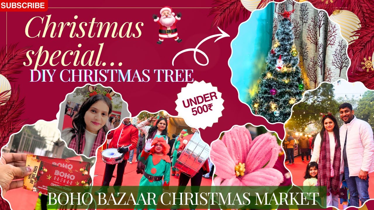 Christmas Special 🎄 DIY Christmas Tree Under ₹500 | Boho Bazaar Christmas Market Vlog