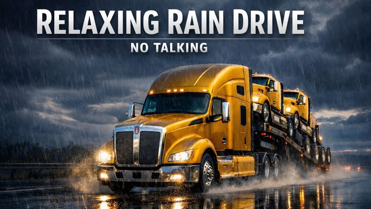 Rainy Highway Drive for Deep Sleep | Calm Truck Sounds | ATS