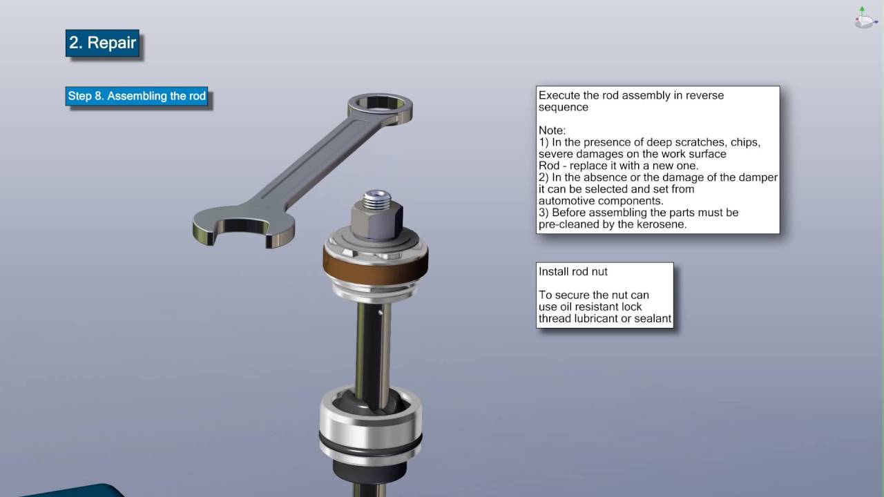 3D Repair Manual shock absorber of motorcycle OHLINS type