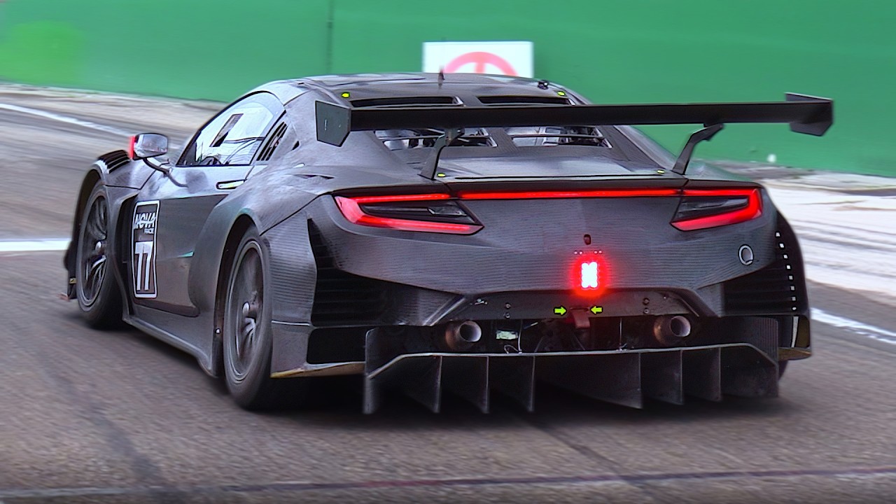 Honda/Acura NSX GT3 racecar testing on Track feat. RAW JNC1 twin-turbo V6 engine Sounds!