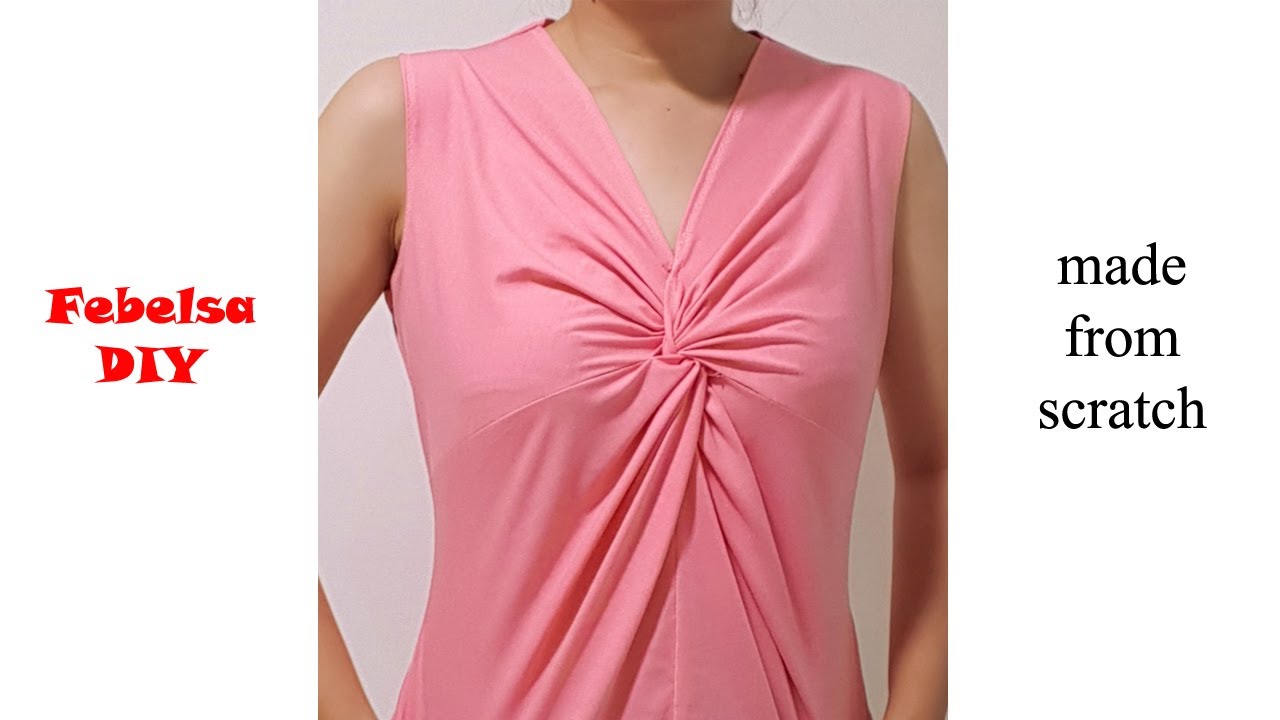 V035 How to make Bust Twist Knot Top (method 3) - hướng dẫn may áo xoắn ngực