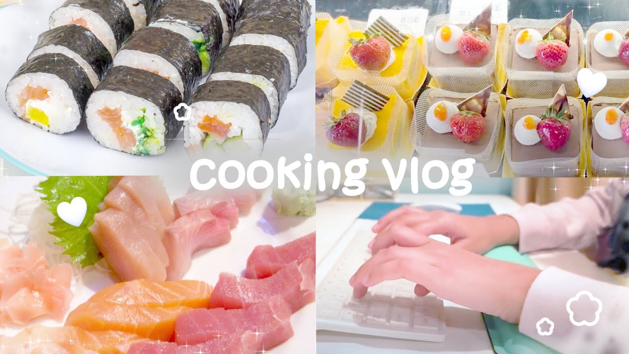 making sushi with my dad🍣 cooking at home | shopping, food, sashimi, family time