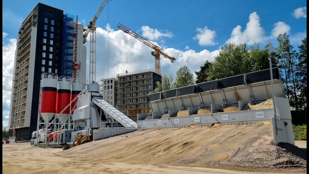 Tecwill Cobra C120 mobile concrete mixing plant installation