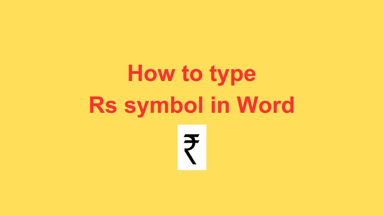 How to type Rs symbol in Word