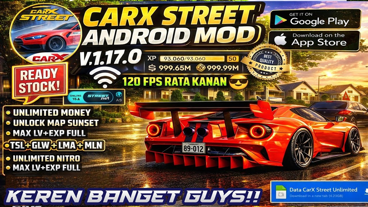 Update!! CarX Street MOD APK v.1.17.0 Gameplay - Unlimited Money Gold & Premium Car Anti Ban 2025