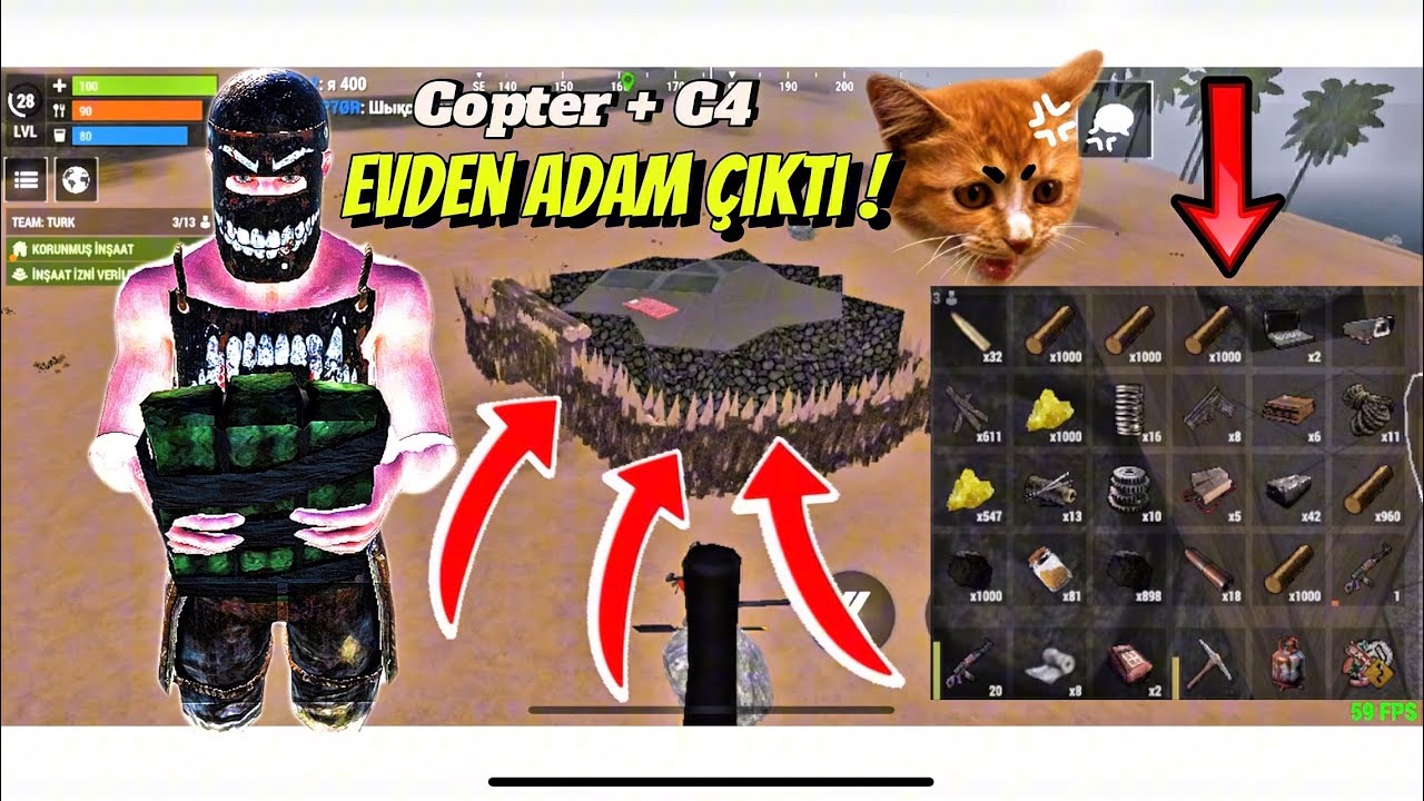 Evlere çatıdan  baskın düzenledim !  Oxide Survival Island