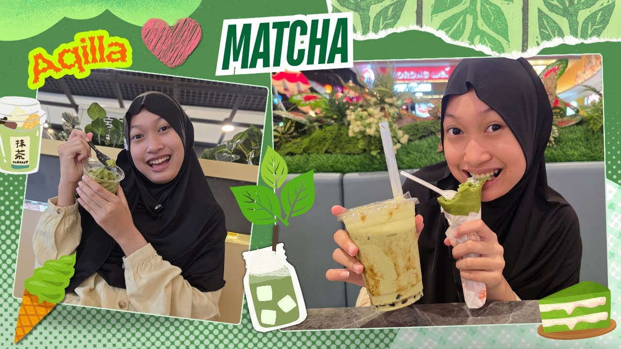 Aqilla Borong Jajanan Serba Matcha di Mall - Makanan dan Minuman Warna Hijau Part 2 😊 Aqilla's Diary