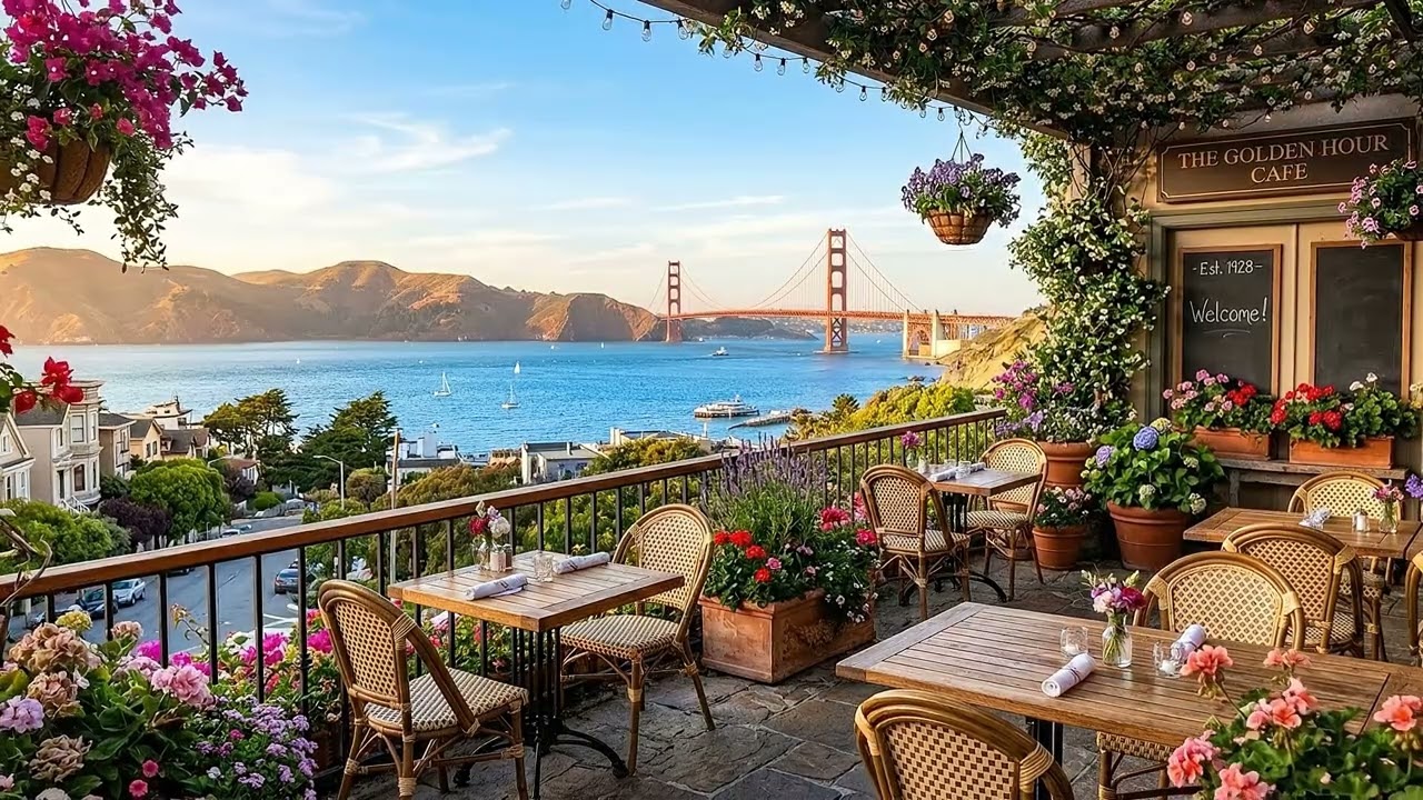 San Francisco Golden Gate Cafe Jazz 🌉 Peaceful Outdoor Jazz for Calm Mind & Relaxation