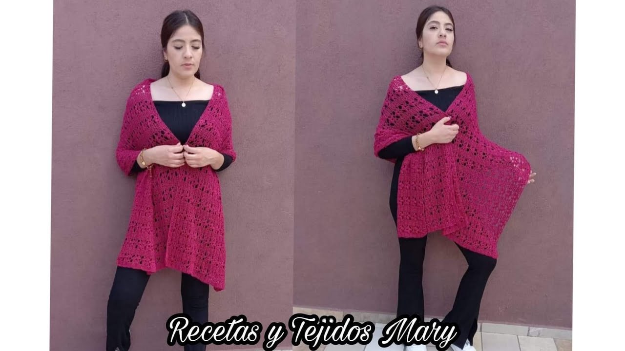 No puedes dejar de tejer este chal a crochet 💗🤍💗🤍💗