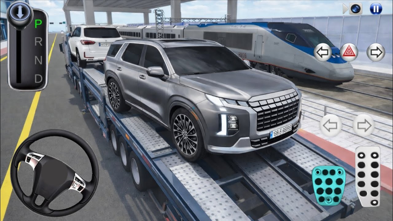 3D Driving Class Car Transport Mission 🚗 SUV Loading on Trailer Near Bullet Train = Gameplay 