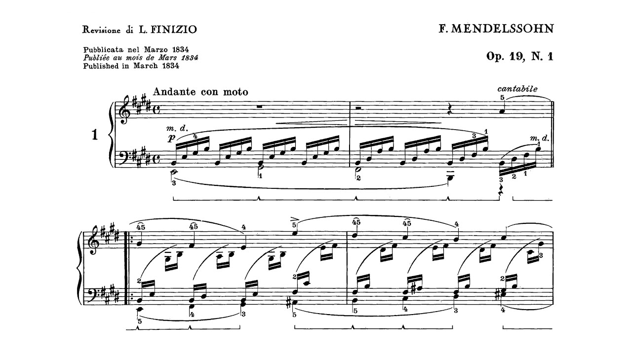 Mendelssohn - Song without Words, Op. 19, No. 1 [Yunchan Lim]