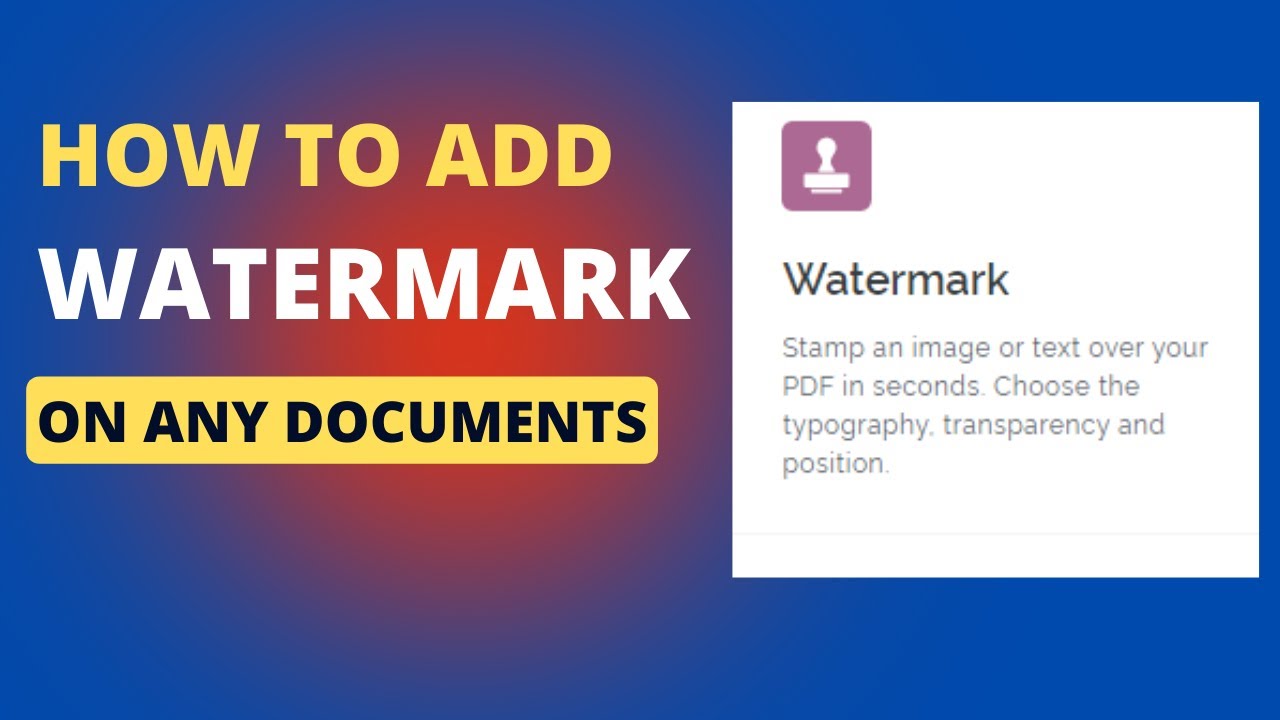 How to Add  Watermark on pdf Documents