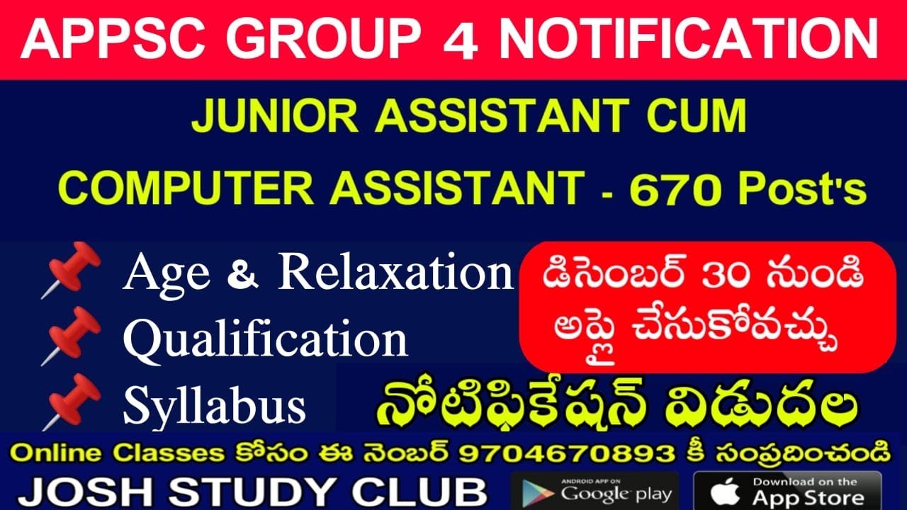 APPSC GROUP 4 NOTIFICATION RELEASED |SYLLABUS, AGE, QUALIFICATION|APPSC GROUP 4 NOTIFICATON UPDATES