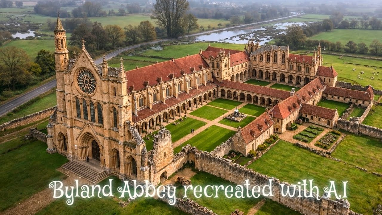 Byland Abbey  rebuilt from my Drone Footage 