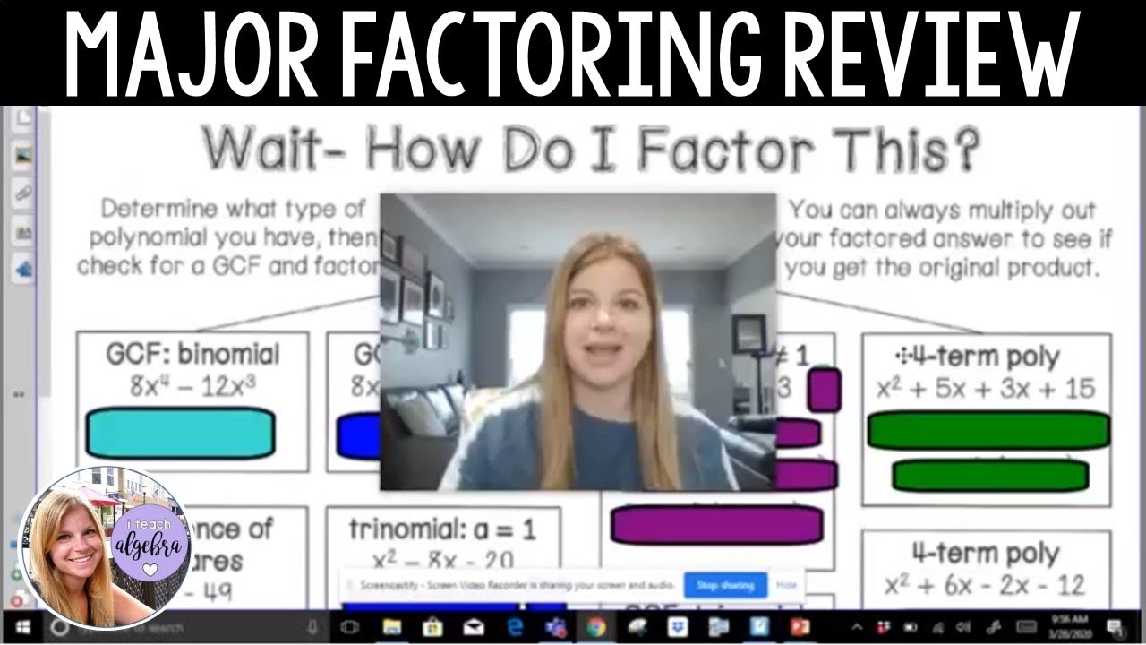 Algebra 1 - MAJOR Factoring and Solving Polynomial Equations REVIEW!