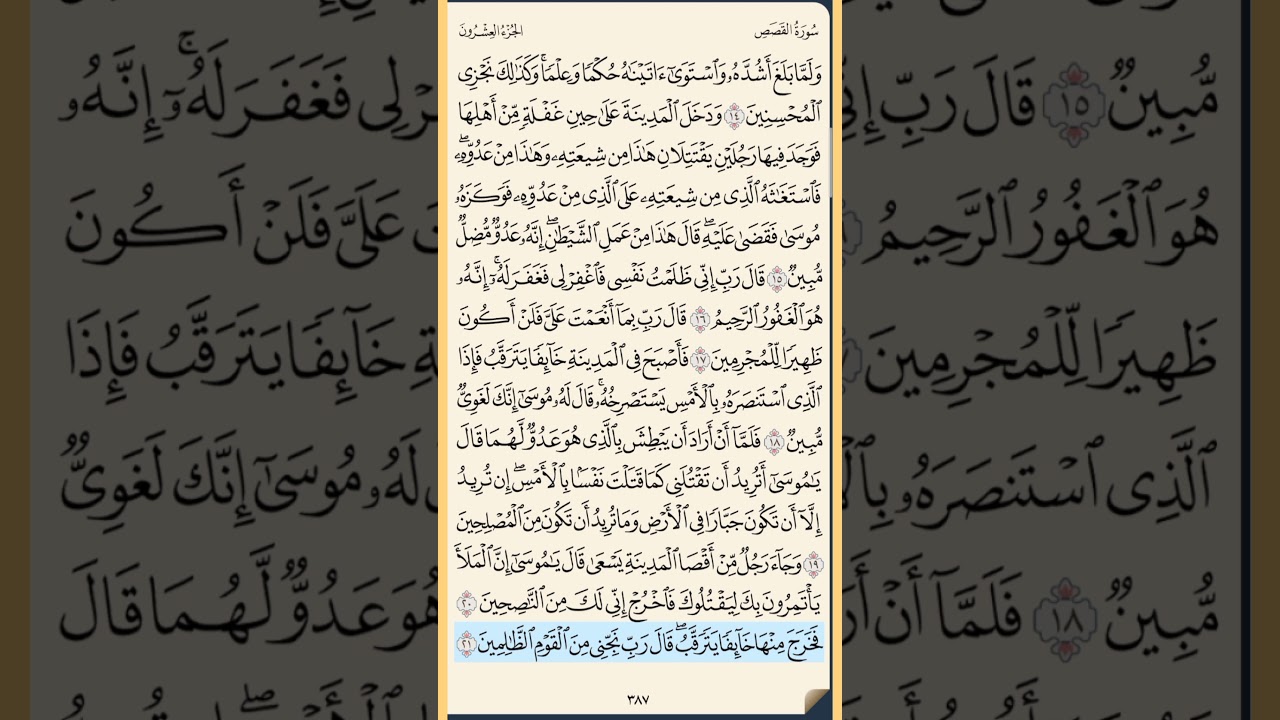 القرآن الكريم سورة القصص من الايه الكريمه 14 إلى الآية الكريمة 28 محمد ايوب