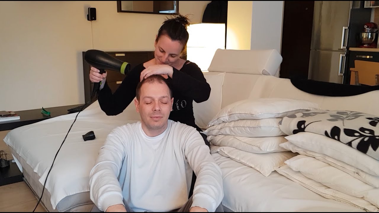 ASMR hair dryer sound. At wife's salon. Almost fell asleep! Happy relax!
