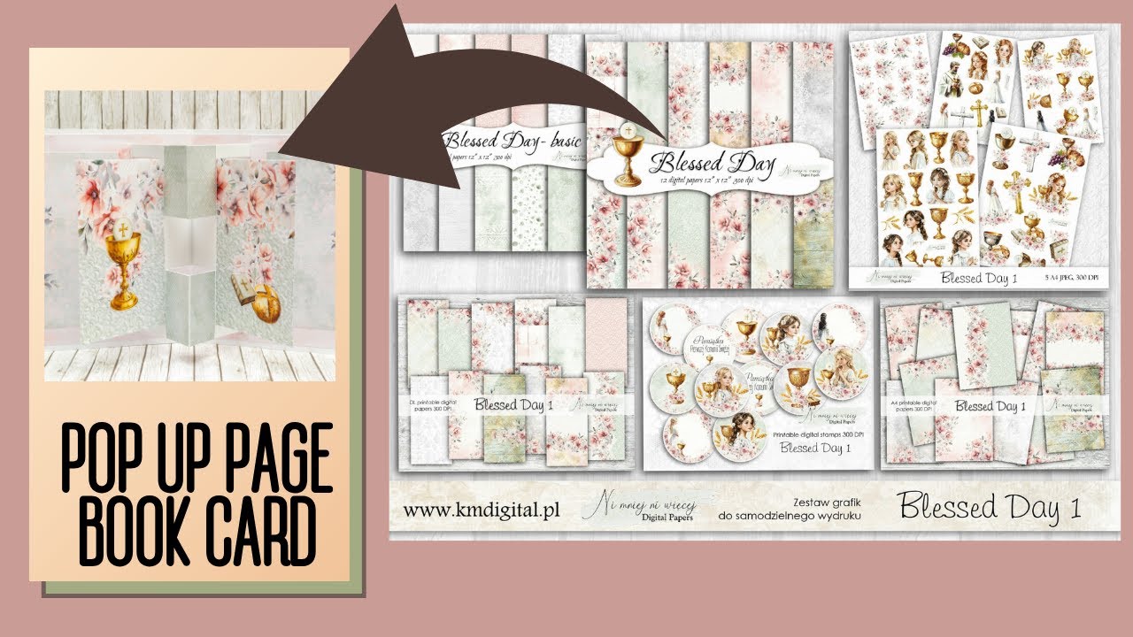 How to Make POP UP PAGE BOOK CARD using 'Blessed Day 1' by Katarzyna Madej / Ni Mniej Ni Wiecej