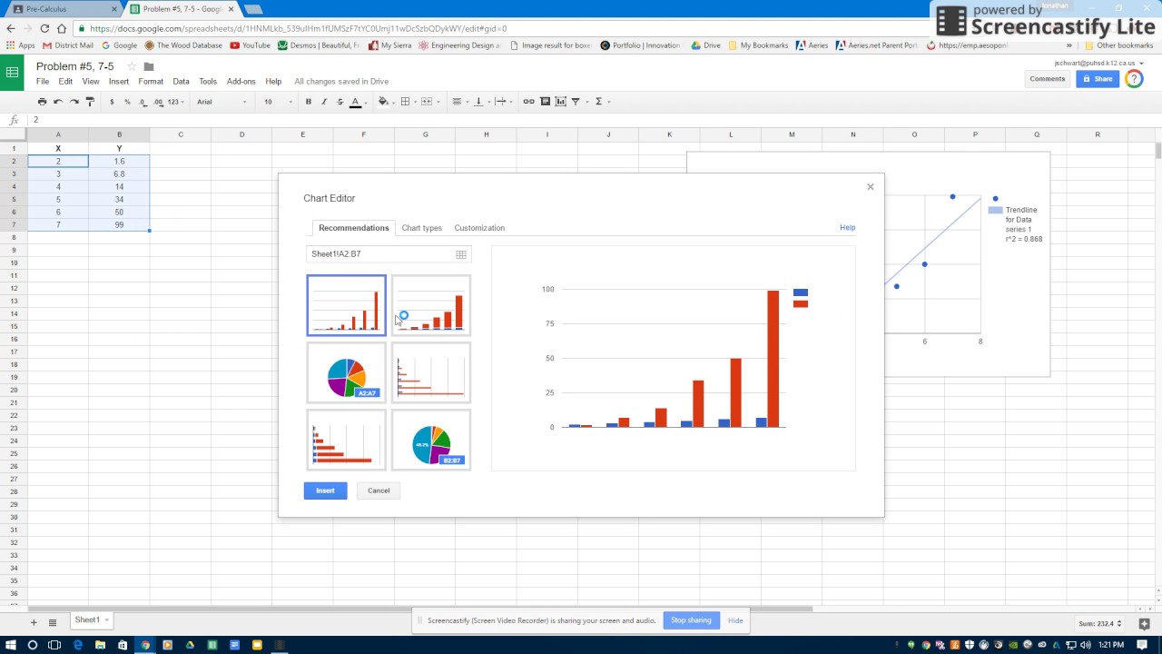 How to do regressions in Google Sheets