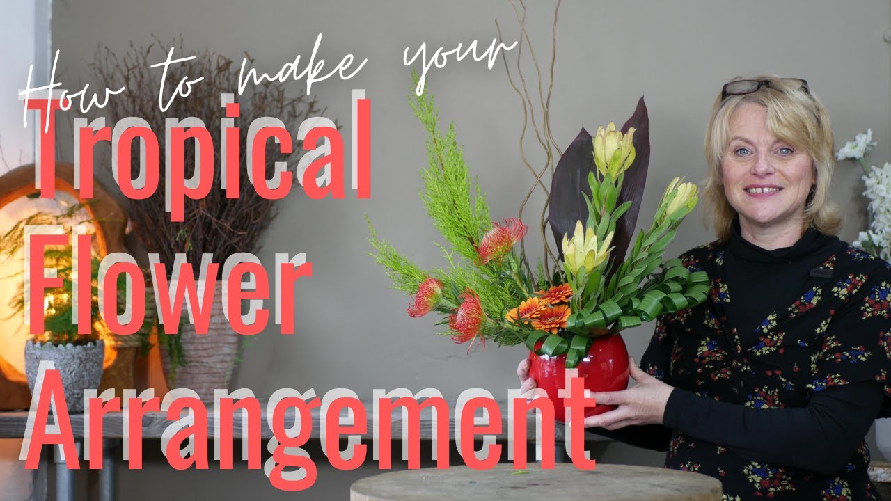 How to make a Tropical Flower  Arrangement-FLORISTRY/FLOWER ARRANGING-HOW TO ARRANGE FLOWERS IN FOAM