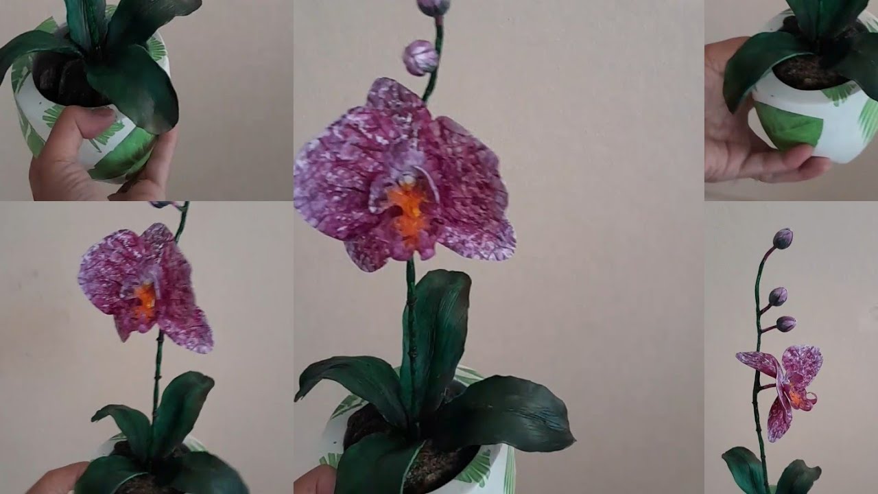 Come dipingere l'orchidea  di porcellana fredda con i colori acrilici  di un modo semplice.