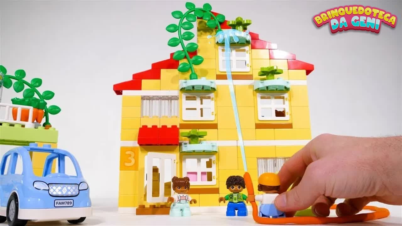 Casa De Lego Da Família Duplo Para Crianças! Aprenda Palavras Comuns Com Blocos De Montar =)