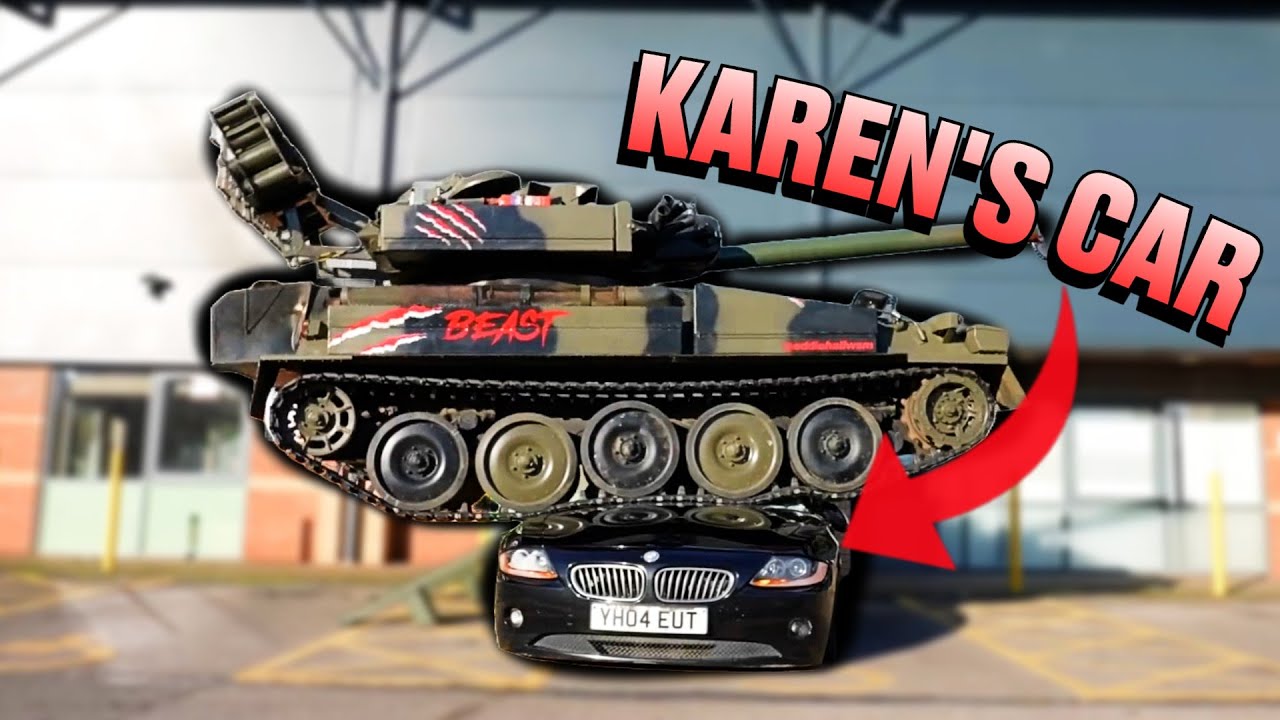 Eddie Hall runs over Karens BMW with his tank
