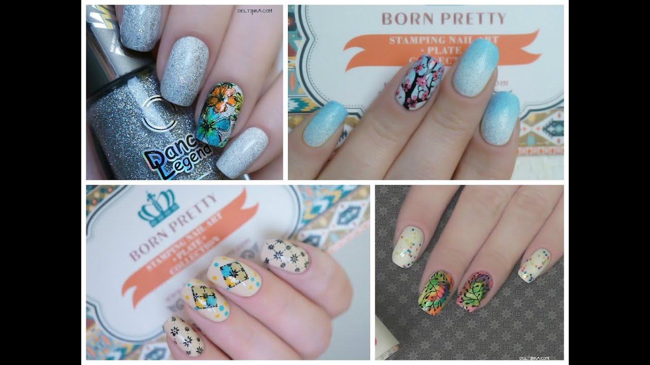 BornPrettyStore: 4 стемпинг-дизайна с одной плиткой BP-L015