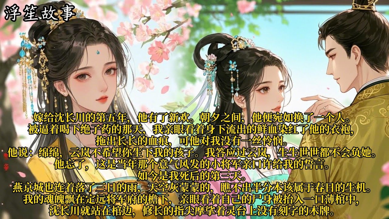 嫁给沈长川的第五年，他有了新欢。朝夕之间，他便宛如换了一个人。被逼着喝下绝子药的那天，我亲眼看着身下流出的鲜血染红了他的衣袍#重生 #大女主 #复仇 #宫廷 #夺权 #古风 #小说