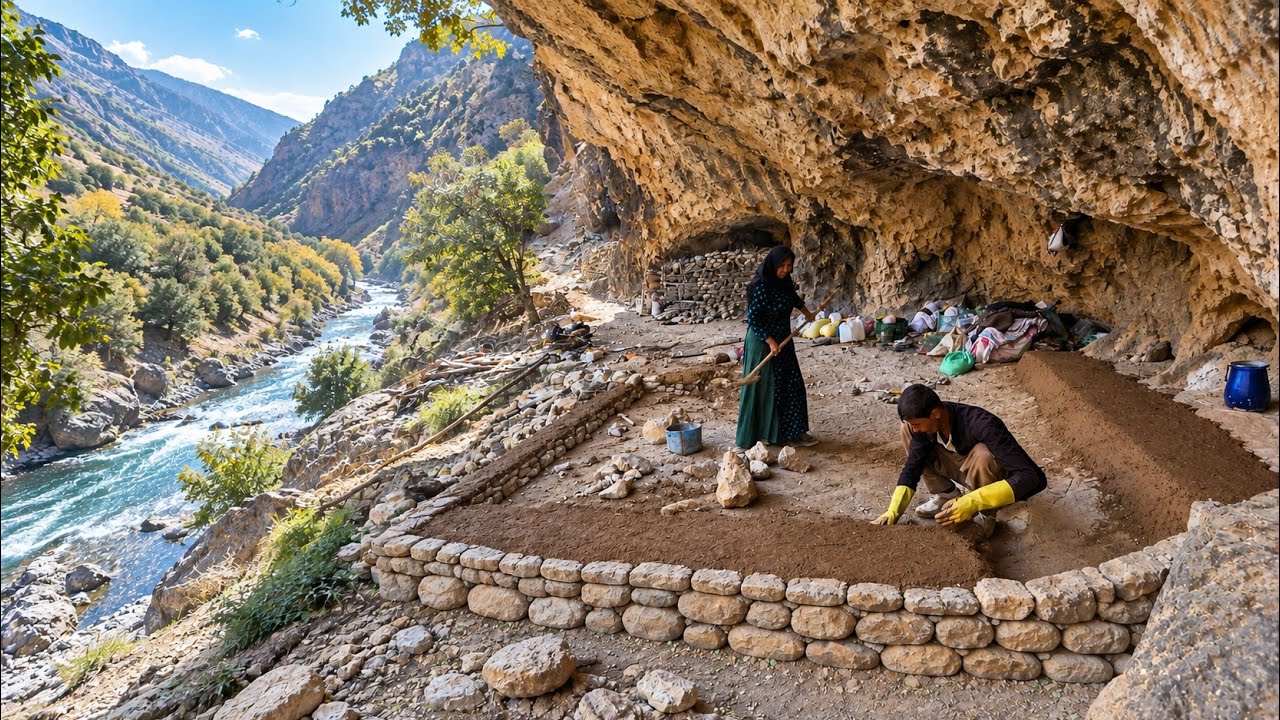 ⛰️ Mountain Cave Life 🔥 | 🧱 Rebuilding a Cave for Survival by a Raging River 🌊
