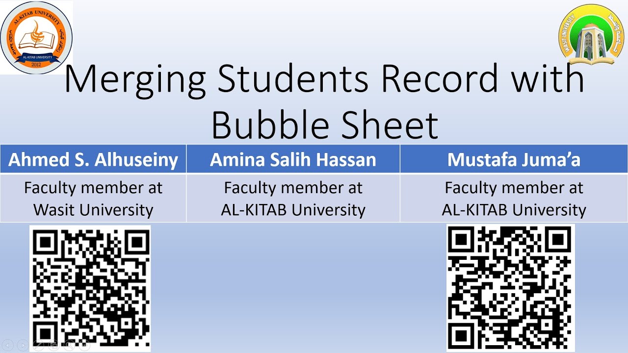 Merging Students Record with Bubble Sheet ربط سجل الطلالب مع ورقة الامتحان ببل شيت بالتفصيل