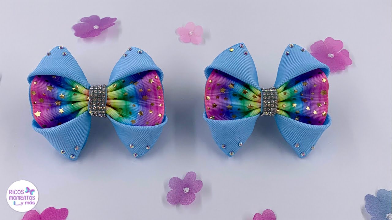 Cómo hacer un par de moños con listón de 4 cm o 3.8 cm / moños para niñas / moños con listón / lazos