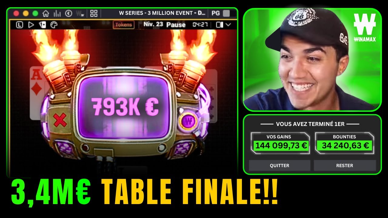 TABLE FINALE 3,4M€ – GAIN LE PLUS FOU 180K€ !! (Winamax Series)