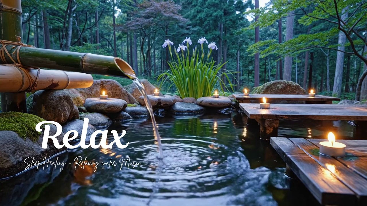 Relaxing Sleep Music + Bamboo Water Sounds 🌿 Deep Healing, Meditation, Mind Body, Deep Sleep