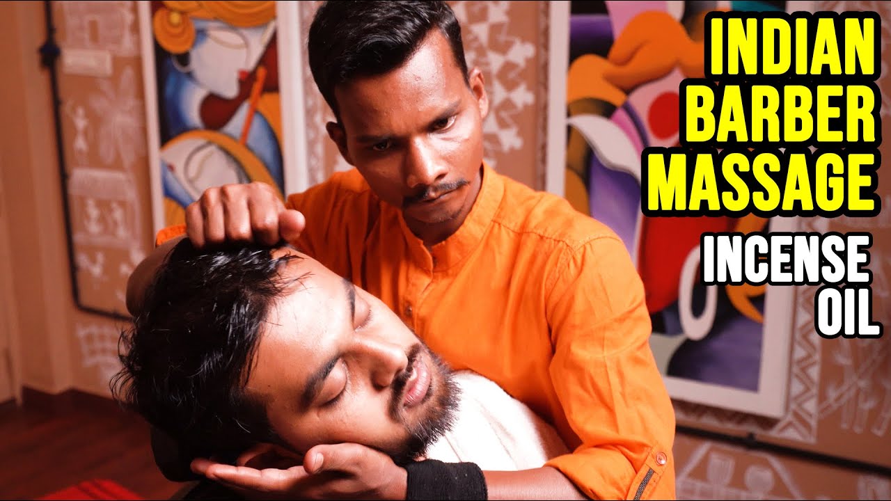 INDIAN HEAD MASSAGE with INCENSE and OIL 🟡 NECK CRACK by MASTER CRACKER 🟡 ASMR sleep