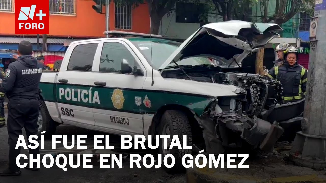 Momento exacto del choque de patrulla con 2 autos en Rojo Gómez, Iztapalapa - Las Noticias