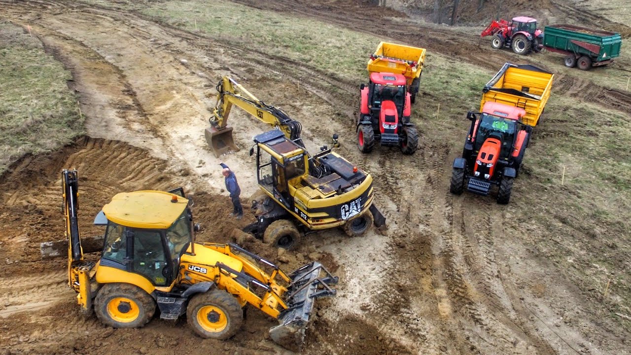 ⚡ 3 CIĄGNIKI , 2 KOPARKI , korytowanie pod drogę cz.2 ⚡ NOWY NABYTEK CAT M312 🔥  Roboty ziemne⚡