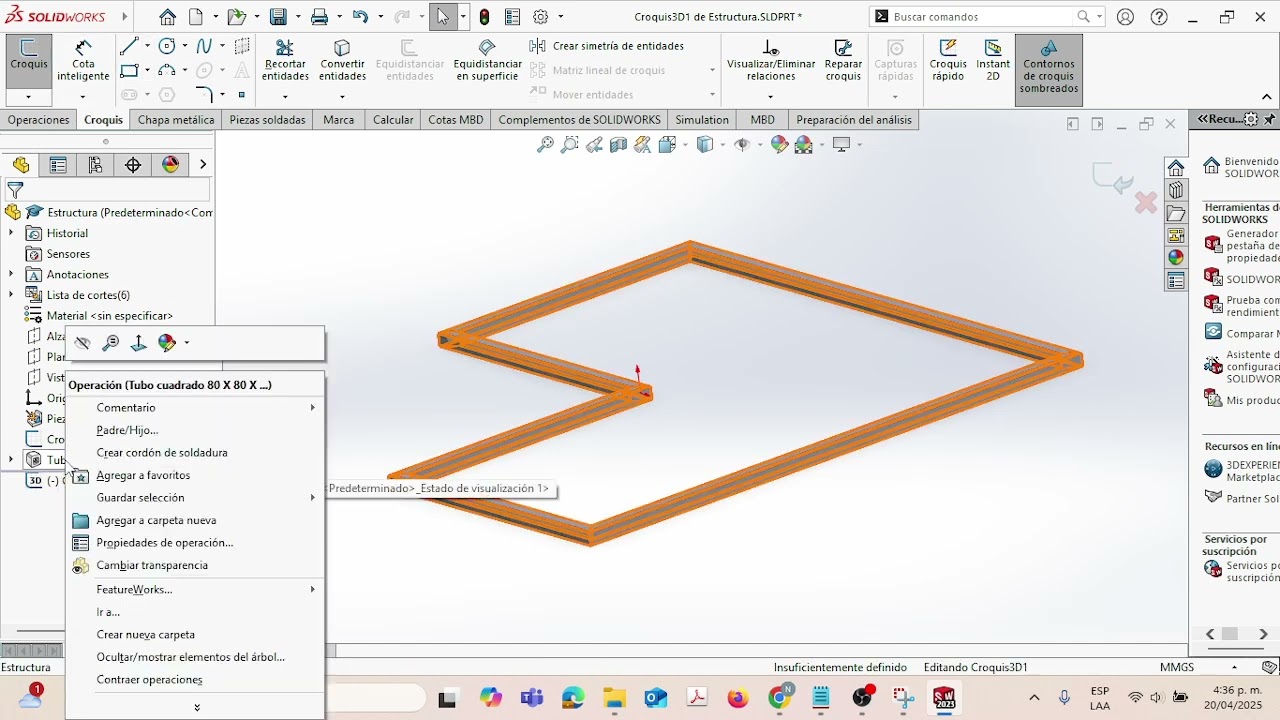 Solidworks Pieza soldada  Ejercicio parte 1